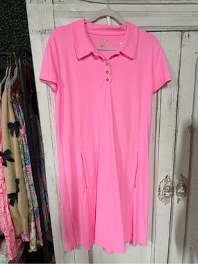 New Lilly Pulitzer Neon Pink Polo Midi Dress 2pc Luxletic